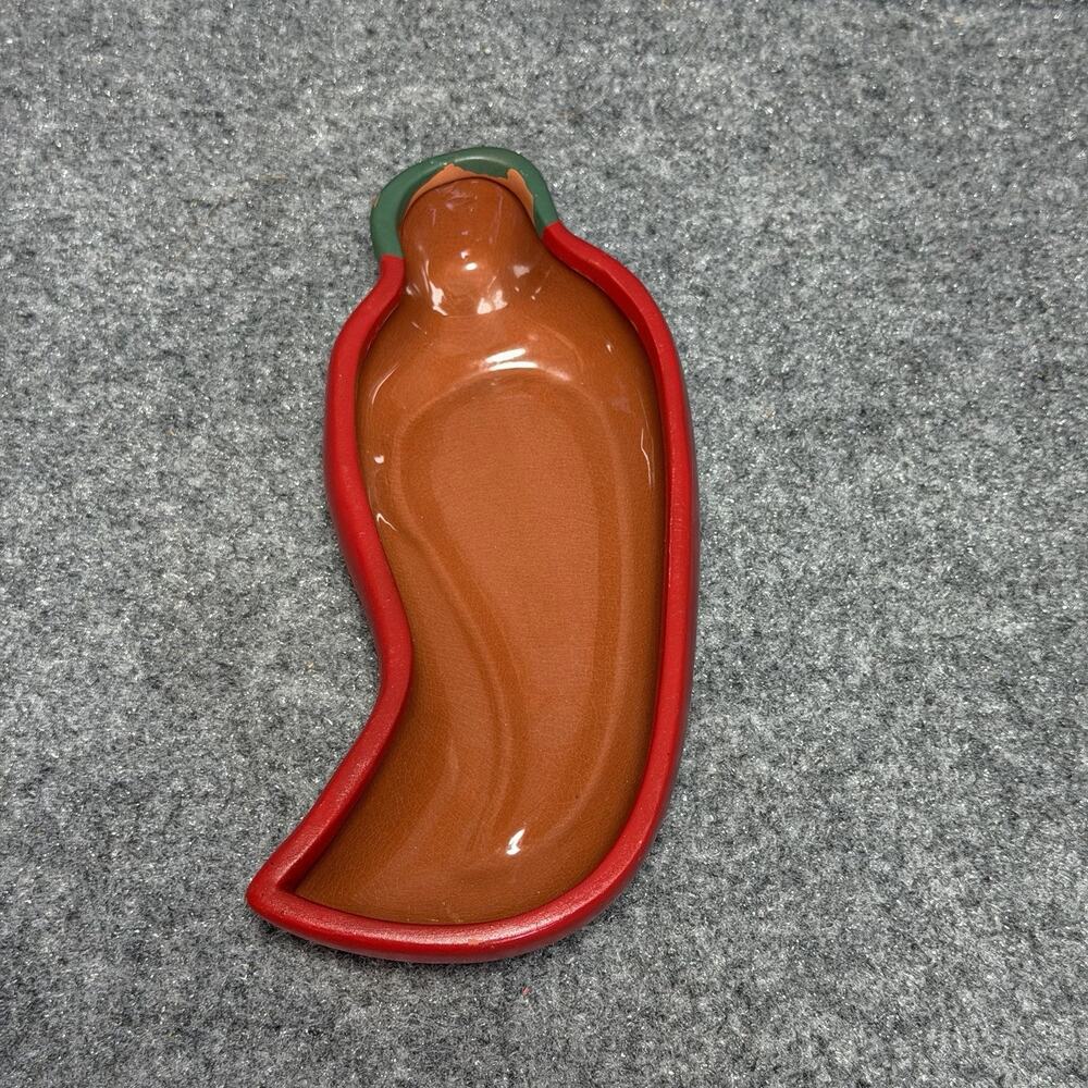 Vintage Giftco Red Pepper Salsa Serving Dish Ceramic 9”x 3.5” Party Gloss Glaze
